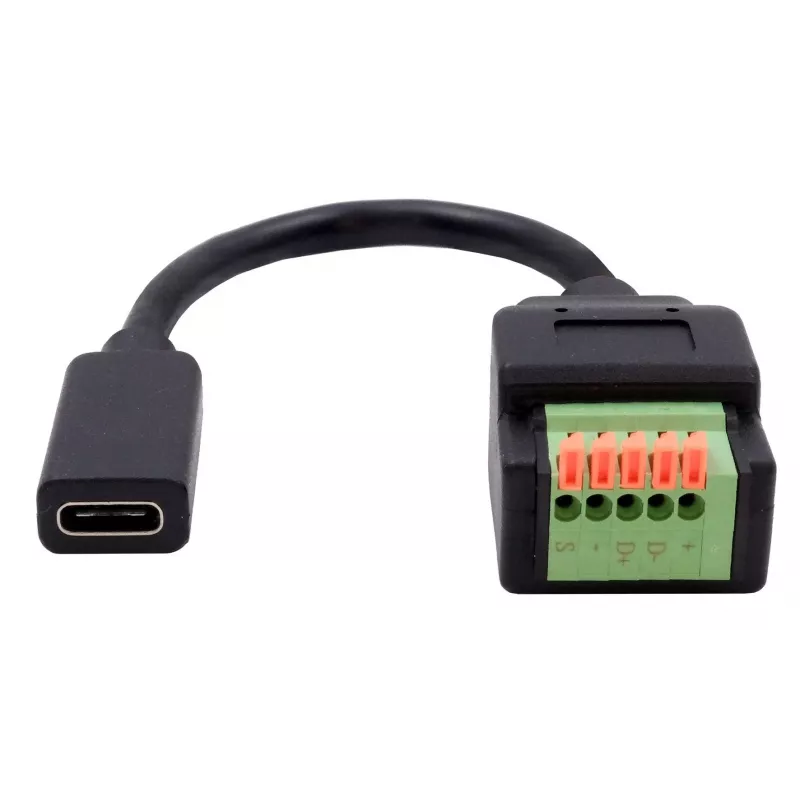 EXSYS EX-49122 USB-C moteriškas prie 5 kontaktų gnybtų bloko adapteris su mygtuku, USB 2.0, 15 cm