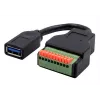 EXSYS EX-49126 USB-A moteriškas į 10 kontaktų gnybtų bloko adapterio kabelis su mygtuku, USB 3.2 Gen 1, 15 cm
