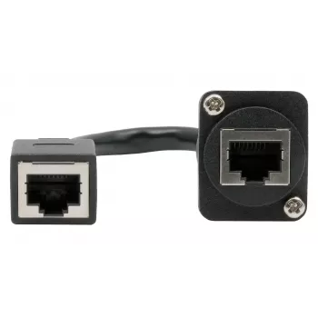 EXSYS EX-49160 D-Type skydinio montavimo RJ45 moteriškas-moteriškas sujungėjas, CAT.5e, 20 cm, ekranuotas, juodas
