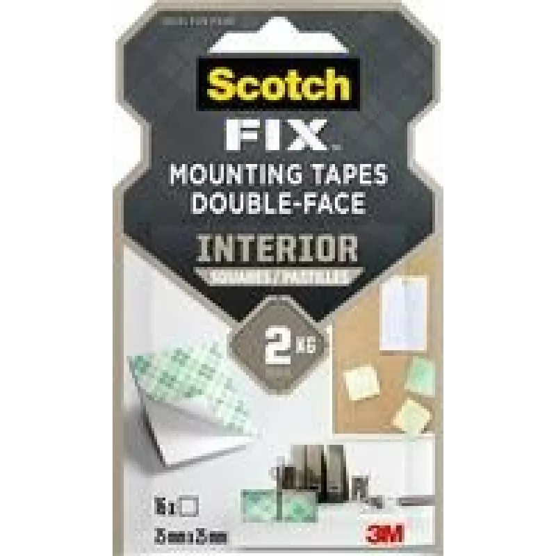 3M Scotch-Fix Indoor tvirtinimo kvadratėliai 25 mm x 25 mm balti (12 vnt. pakuotė) 7100263584