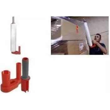 RAADHUIS rankinis plėvelės įtempimo dozatorius, raudonos/pilkos spalvos plastikas, 2 dalių, ritiniams iki 500 mm pločio, 38–76 mm šerdies (RD-351196)