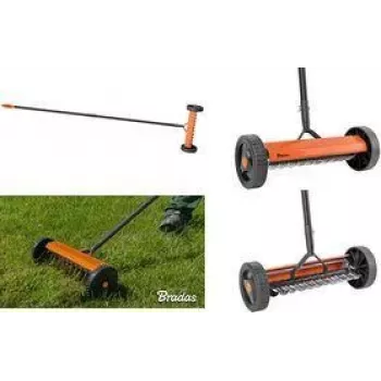 Bradas vejapjovė-šlifuoklis su ratukais, oranžinė/antracito spalvos, metalinis rėmas, PVC rankena, plieniniai peiliai, 32 cm darbinis plotis, 1 vnt. (KT-V2045)