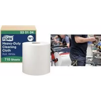 TORK W1 Premium daugiafunkcis valymo šluostžių ritinys, 1 sluoksnio, baltas, 270 m, ypač tvirtas, neaustinė medžiaga, 710 lapelių, 1 ritinys (530104)
