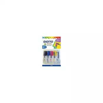 GIOTTO Extra Fine guašo dažų rinkinys, 5 x 10 ml aliuminio tūbelės, įvairios spalvos (balta, pagrindinė geltona, pagrindinė raudona, pagrindinė mėlyna, juoda) F65440000