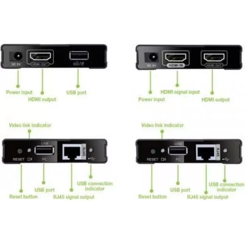 MANHATTAN HDMI KVM over IP prailgintuvų rinkinys 1080p, 60 m, Cat6, USB, juodas 154437