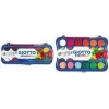 GIOTTO nepermatomų akvarelės dažų rinkinys, 12 spalvų, 30 mm kivetės, didelis dengiamumas, plastikinis dėklas, su teptuku (F351200)