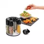 Metaltex Spice 8 sukiojamas prieskonių stovas, apvalus, juodas, su 8 tuščiais stikliniais indelais 252876080