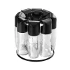 Metaltex Spice 8 sukiojamas prieskonių stovas, apvalus, juodas, su 8 tuščiais stikliniais indelais 252876080