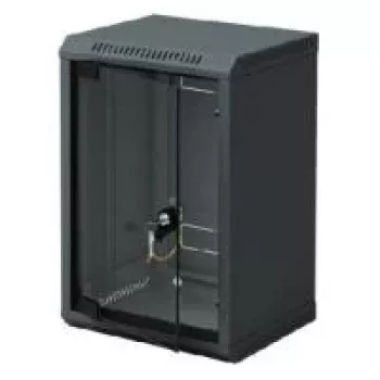 Triton 10 inch sieninis spintelė 6U, 300mm gylio, stiklinėmis durelėmis, juoda RAL 9005 RBA-06-AS3-BAX-C1