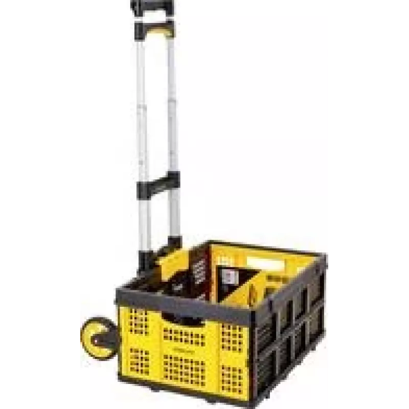 Stanley SXWTD-509 sulankstomas vežimėlis ir 25 kg sulankstoma krepšys, 60 kg apkrova, aliuminis, juoda/geltona