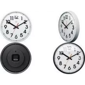 NEXTIME NXT kvarcinis sieninis laikrodis 260 mm baltu ciferblatu, juodais skaičiais, plastikiniu korpusu 7308WI