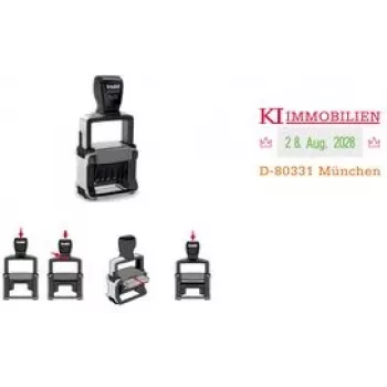 Trodat Professional 4.0 5430 savaiminio rašalo datos spaudas su individualaus teksto plokštelės kuponu, 3 eilutės, 49x28 mm, juodas 121362