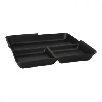 PAPSTAR Circulware daugkartinė dėtuvė, stačiakampė, 3 skyriai, juoda, polipropilenas su 30% mineralinių užpildų, 1 vnt. (97023)