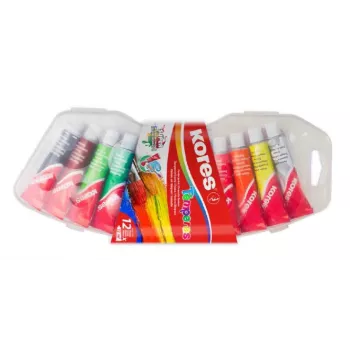 Kores temperos dažų rinkinys, 12 didelio pigmento spalvų 12 ml aliuminio tūbelėse, maišomi, plastikiniame dėkle FF72412