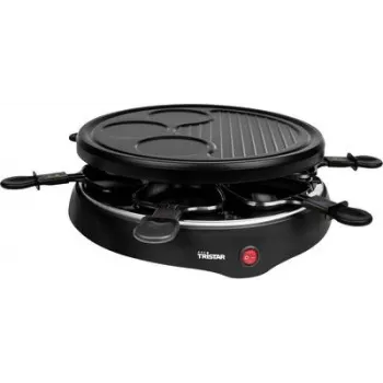 Tristar RA-2998 raclette grilis su 6 nepridegančiomis keptuvėmis, 800 W, juodas