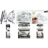 PentelArts Permanent Fineliner Pointliner 8 dalių rinkinys, juodas, 0,03 mm–0,8 mm + teptukas YS20P-8