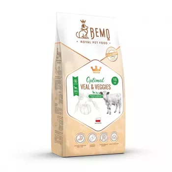 BEMO Optimal Veršiena ir daržovės vidutinių/didelių veislių šunims – sausas pašaras – 15kg