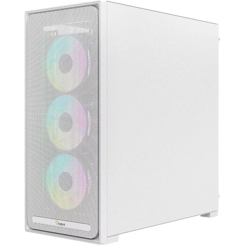 Ocypus Delta C70 ARGB baltas panoraminio stiklo Mid-Tower kompiuterio korpusas