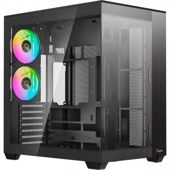 Ocypus Delta C74 ARGB juodas mid-tower korpusas su panoraminiu stiklu