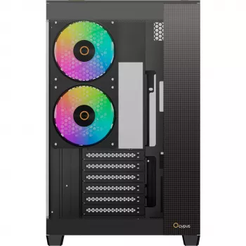 Ocypus Delta C74 ARGB juodas mid-tower korpusas su panoraminiu stiklu