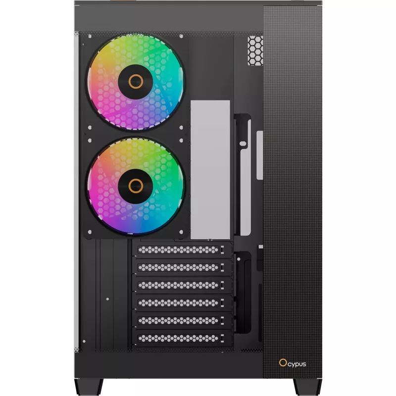 Ocypus Delta C74 ARGB juodas mid-tower korpusas su panoraminiu stiklu