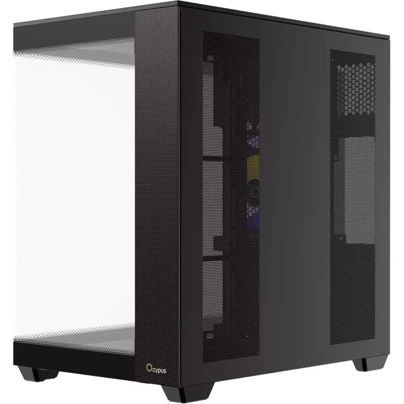 Ocypus Delta C74 ARGB juodas mid-tower korpusas su panoraminiu stiklu