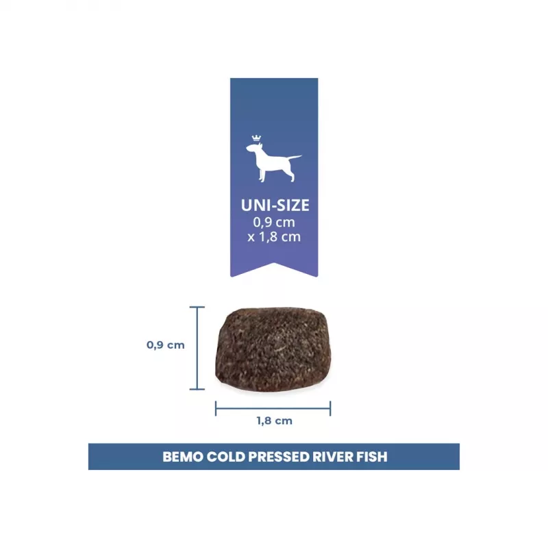 BEMO Cold Pressed River Fish Mono sausa visaverčio šunų ėdalo su upės žuvimi 1kg