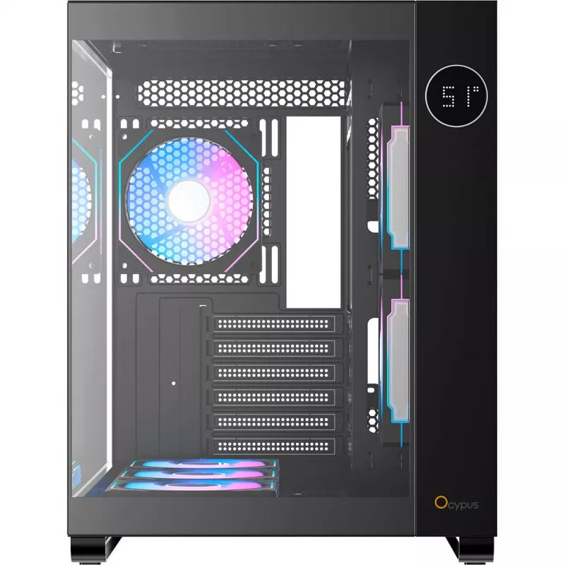 Ocypus Iota C70 ARGB juodas panoraminio stiklo Mid-Tower korpusas