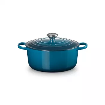 Le Creuset Signature apvalus ketaus troškintuvas, 26 cm, 5,3 L, Marselio mėlyna