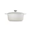 LE CREUSET apvalus emaliuotas ketaus troškinimo puodas 34 cm 12 L kreminės spalvos