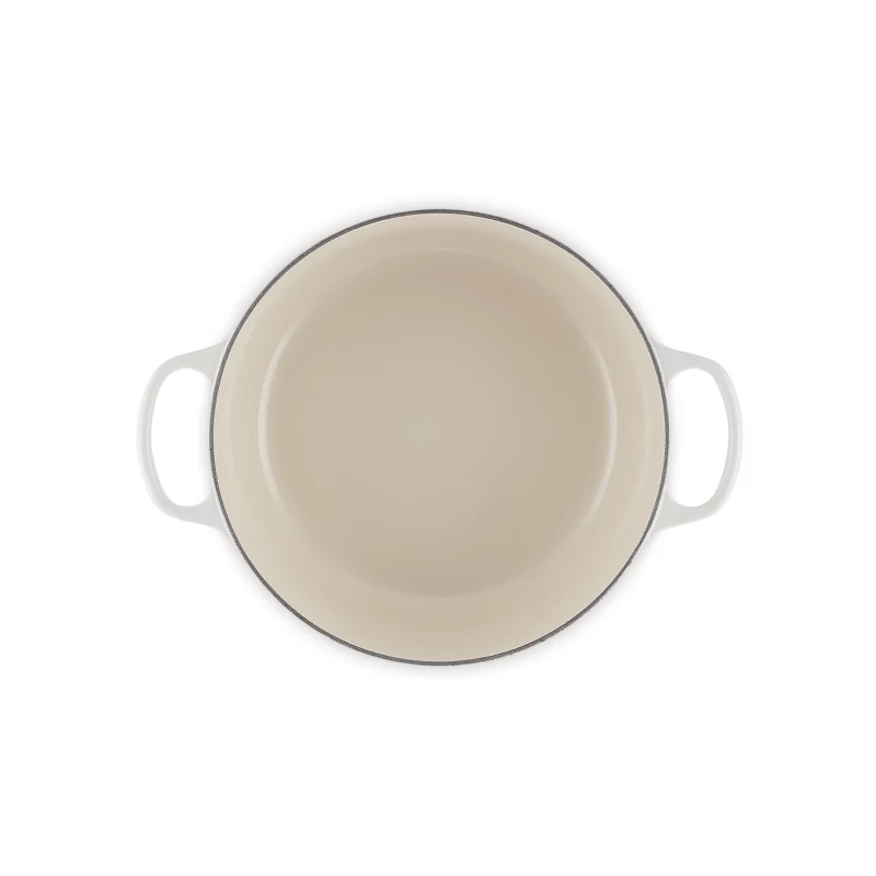 LE CREUSET apvalus emaliuotas ketaus troškinimo puodas 34 cm 12 L kreminės spalvos