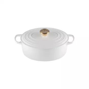 LE CREUSET emaliuoto ketaus ovalus troškinimo puodas 27 cm 4,1 L baltas