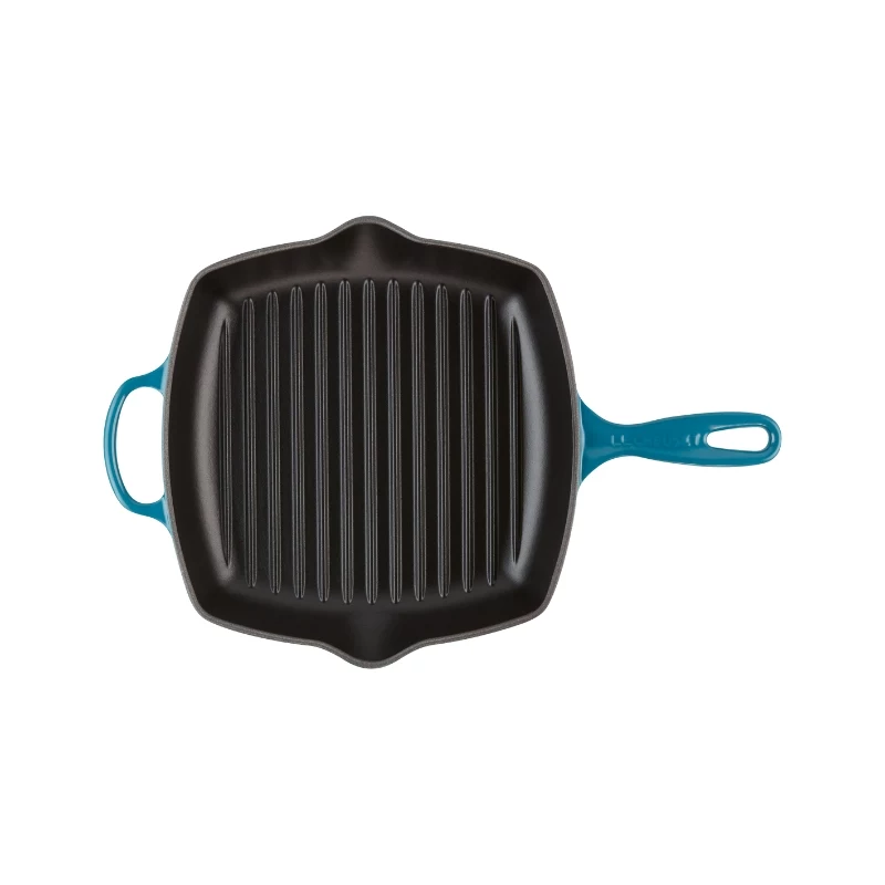 Le Creuset ketaus kvadratinė grilio keptuvė 26x26cm mėlyna