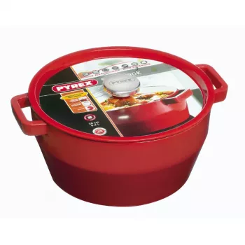 PYREX ketaus puodas 6,8L apvalus 28cm raudonas