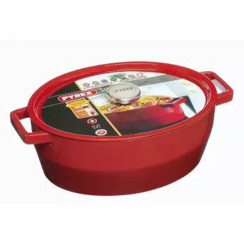 Pyrex ketaus ovali troškintuvė 5,8L raudona 33x25cm