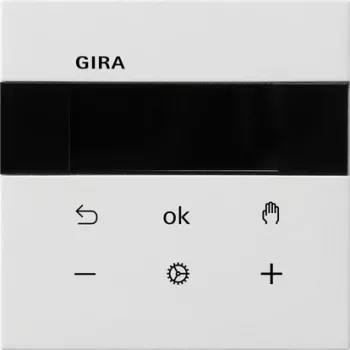 Gira S3000 patalpos temperatūros reguliatorius su Bluetooth, įleidžiamas, grynai balta blizgi