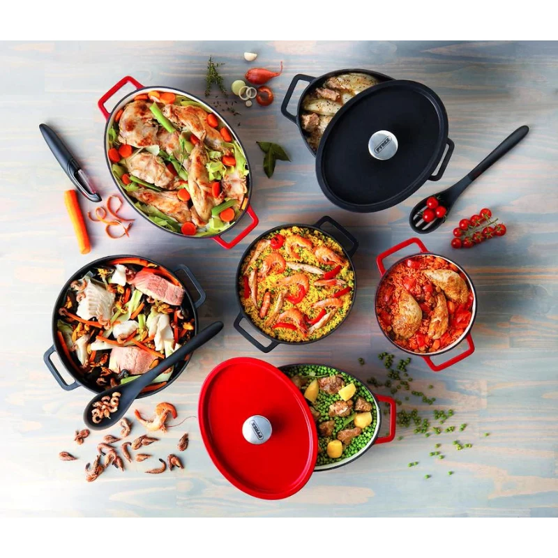 Pyrex ketaus ovali troškinimo keptuvė 3,8 l raudona 29x21 cm