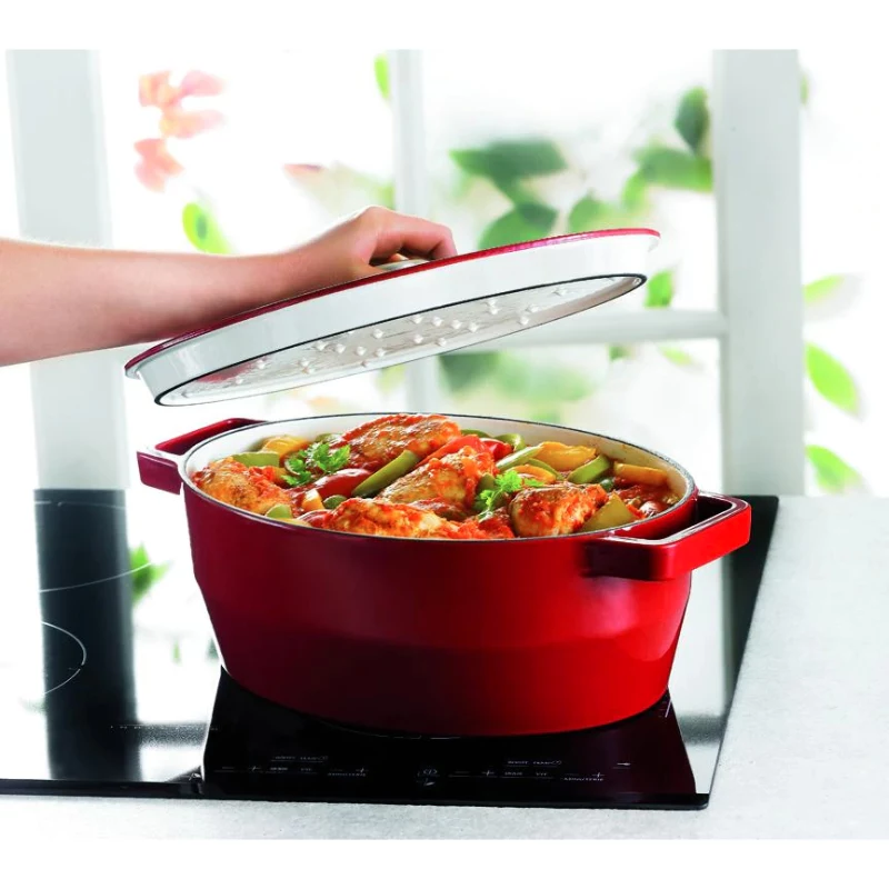 Pyrex ketaus ovali troškinimo keptuvė 3,8 l raudona 29x21 cm