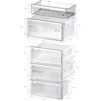 Bosch KGN36VIBT Serie 4 laisvai pastatomas šaldytuvas-šaldiklis, 186 cm aukščio, energinio efektyvumo klasė D, sidabrinės spalvos