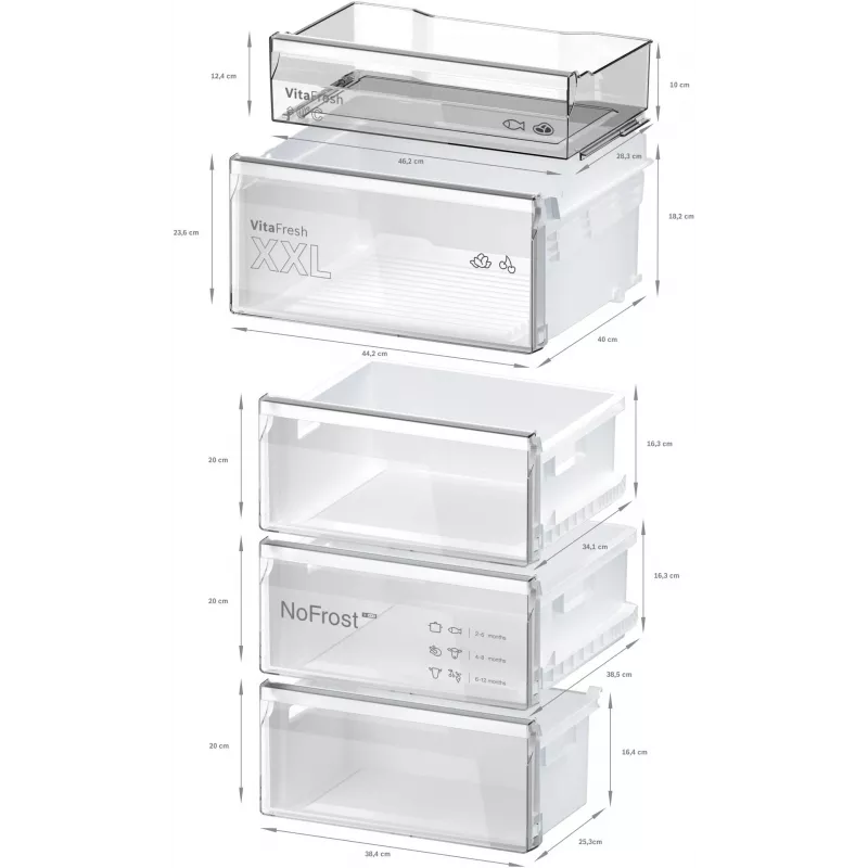 Bosch KGN36VIBT Serie 4 laisvai pastatomas šaldytuvas-šaldiklis, 186 cm aukščio, energinio efektyvumo klasė D, sidabrinės spalvos