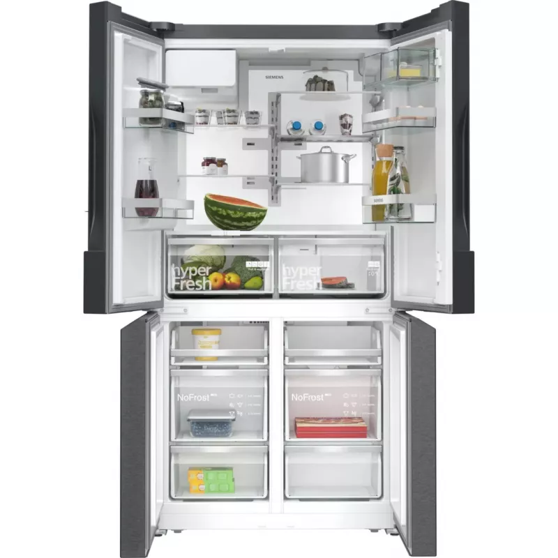 Siemens KF96DPXEA iQ700 French Door šaldytuvas-šaldiklis su vandens ir ledo dozatoriumi, 183 cm, energijos klasė E, nerūdijantis plienas
