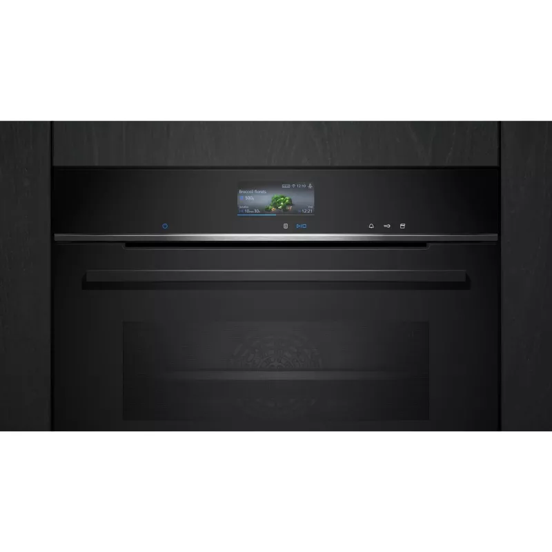 Siemens CS736G1B1 iQ700 įmontuojama kompaktiška orkaitė su garų funkcija, 47 l, TFT jutiklinis ekranas, Home Connect, juoda