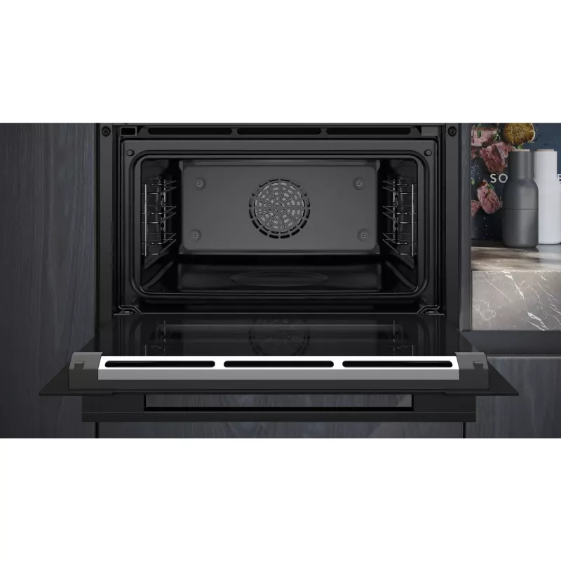 Siemens CS736G1B1 iQ700 įmontuojama kompaktiška orkaitė su garų funkcija, 47 l, TFT jutiklinis ekranas, Home Connect, juoda