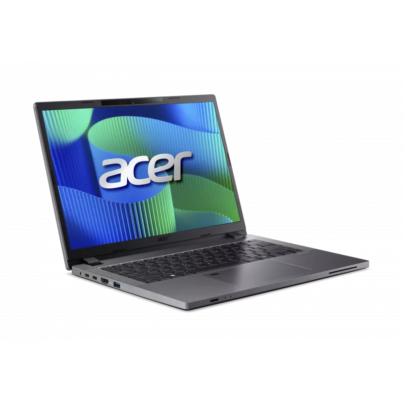 Acer TravelMate TMP214-55-G2-TCO 14 colių WUXGA nešiojamas kompiuteris su Intel Core 5 120U, 16GB, 512GB SSD, Windows 11 Pro Education, pilkas