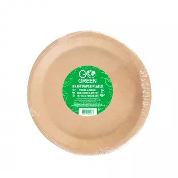 GOGREEN Kraft Paper Plates Go Green Ø22cm 20 vnt.