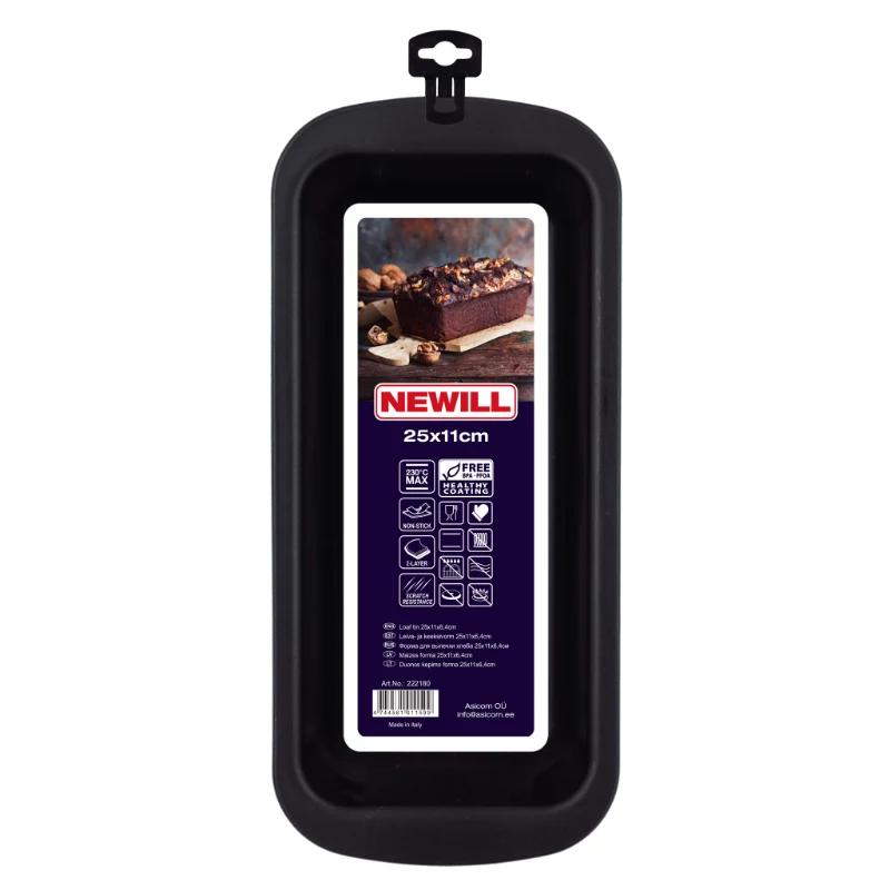NEWILL duonos kepimo forma 25x11x6,4 cm, juoda, neprideganti anglinio plieno