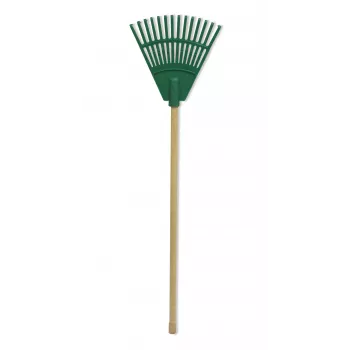 HORTUS mažos rankinės grėblės su rankena, žalios, 20 cm, 14 dantų