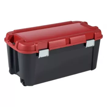 KETER DIY dėžė su dangčiu Totem 80L 79,5x39,5x37,1cm juoda/raudona