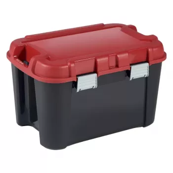 KETER DIY Totem 60L daiktų dėžė su dangčiu, 59 x 39,5 x 36 cm, juoda/raudona