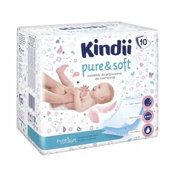 Kindii Pure & Soft vienkartiniai pervystymo kilimėliai 60x60 cm, 10 vnt., vandeniui atsparūs, balti